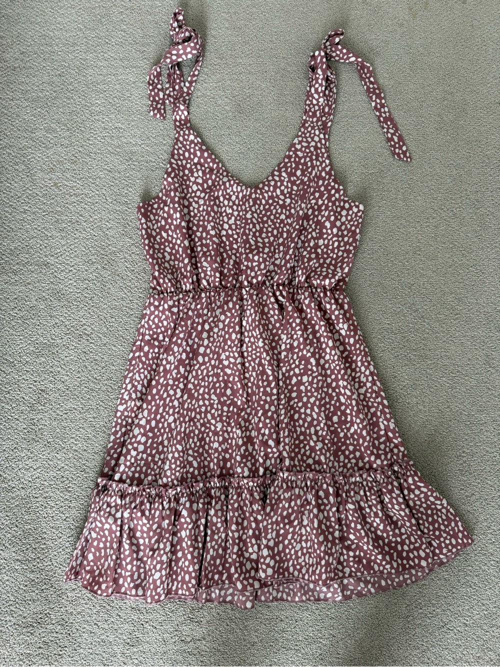 Pink Polka Dot Tie-Shoulder Sundress
